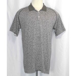 Lululemon Metal Vent Gray Black Casual Stretch Knit Polo‎ Shirt Mens Size XL